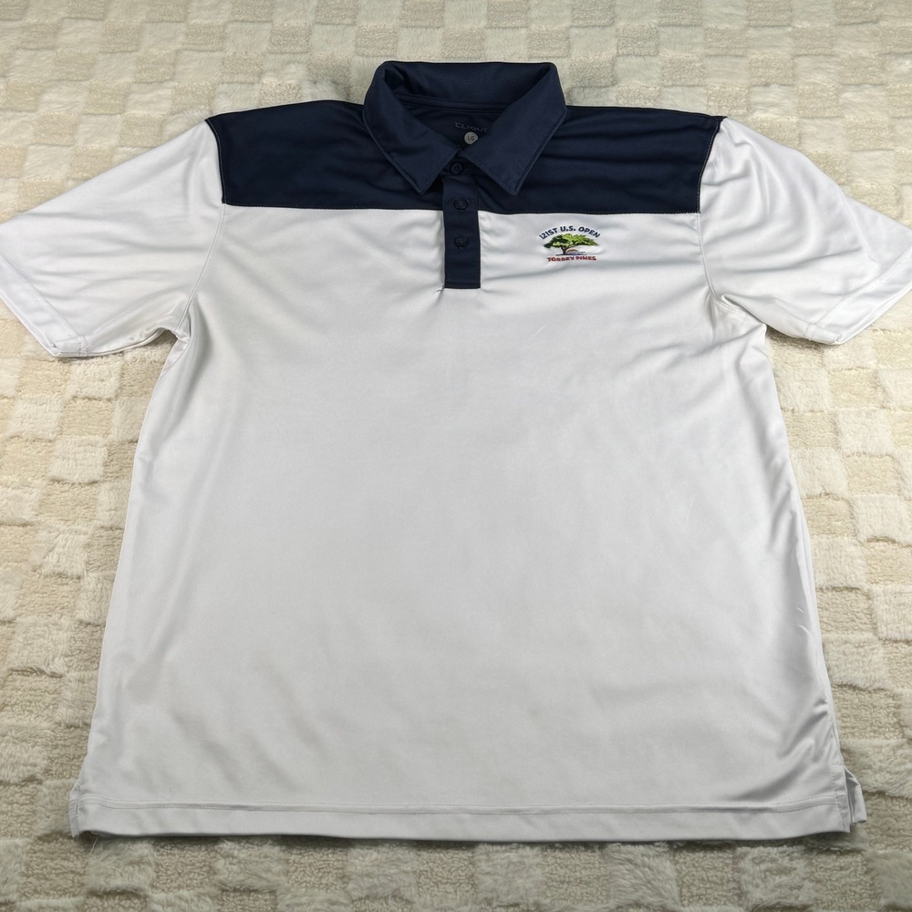 Clique Mens 121st US Open Torrey Pines Golf Polo Shirt White Navy Large L